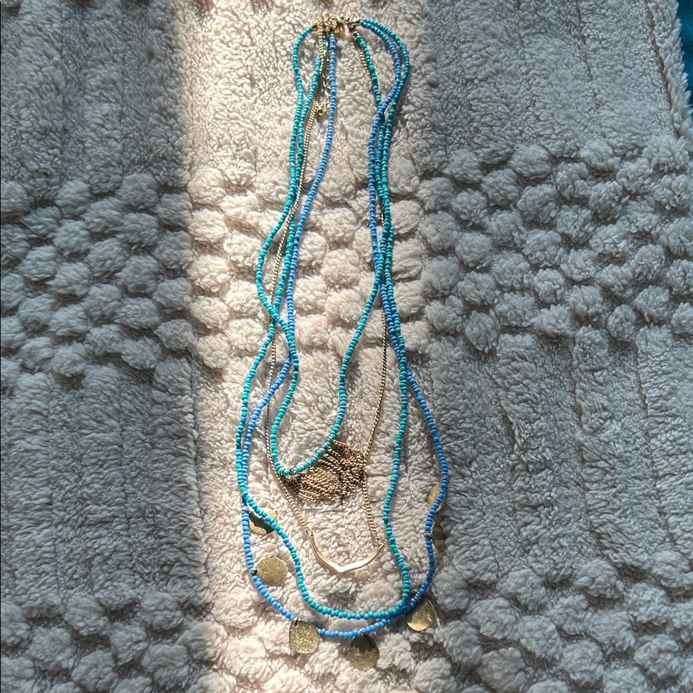 Turquoise and Gold boho Necklace